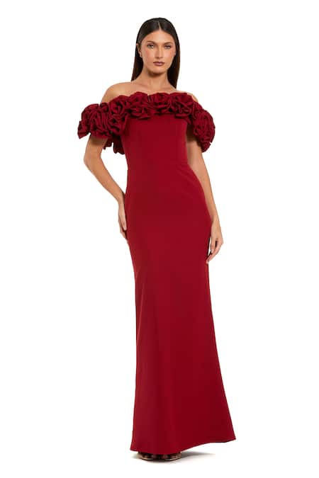 Mac Duggal Rosette Applique Gown 