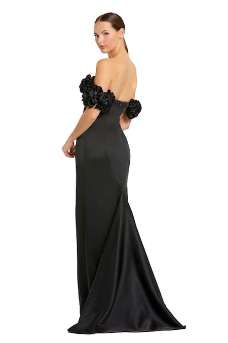 Mac Duggal Off-Shoulder Floral Applique Gown 
