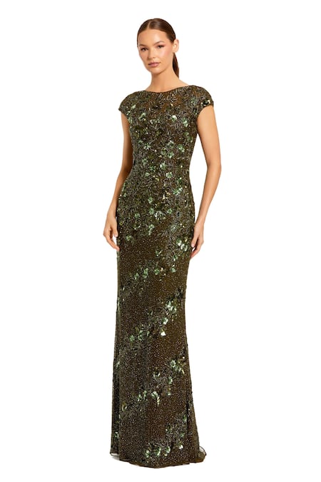 Mac Duggal Hand Beaded Rhinestone Gown 
