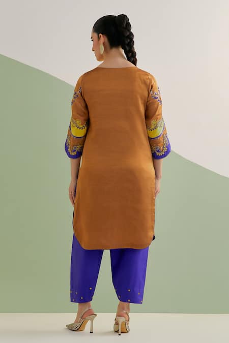 Brahmand By Vertika Kalra Hand Embroidery Tissue & Silk Kurta Set 