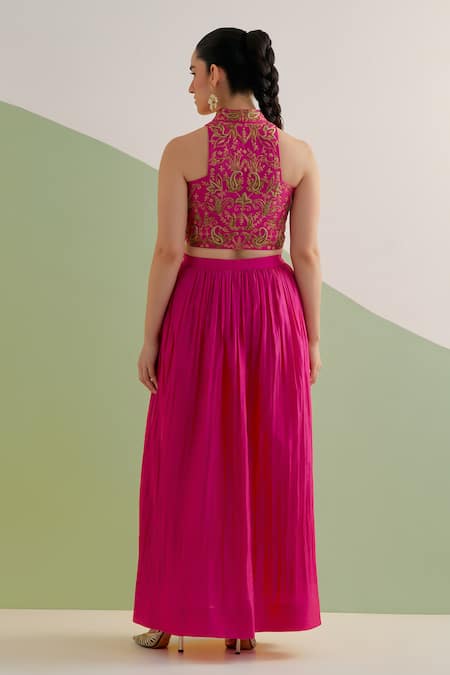 Brahmand By Vertika Kalra Hand Embroidered Blouse Lehenga Set 