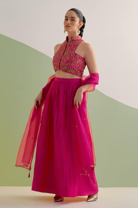 Brahmand By Vertika Kalra Hand Embroidered Blouse Lehenga Set 