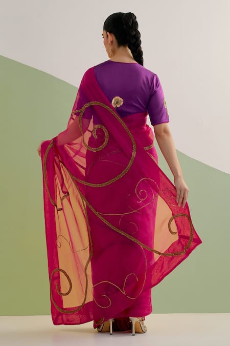 Brahmand By Vertika Kalra Hand Embroidered Pre-Draped Saree Set 