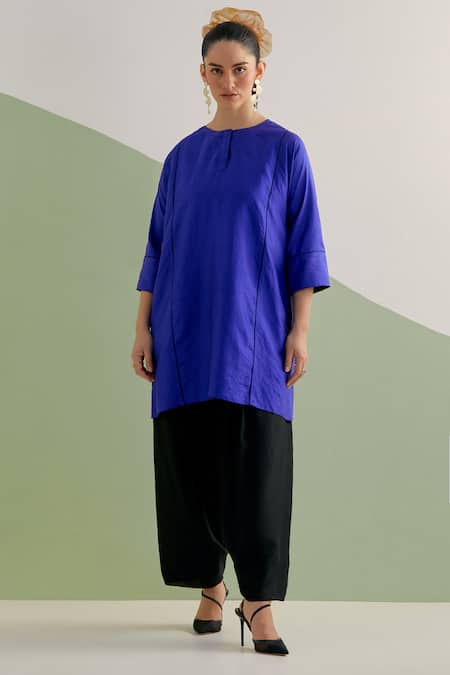 Brahmand By Vertika Kalra Hand Embroidered Silk Tunic & Pant Set 