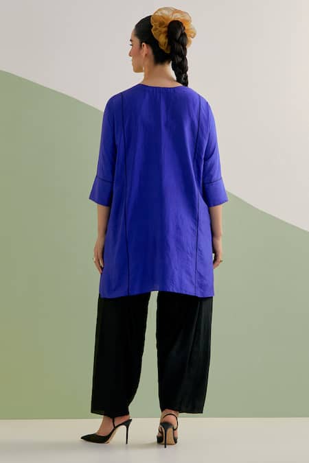 Brahmand By Vertika Kalra Hand Embroidered Silk Tunic & Pant Set 