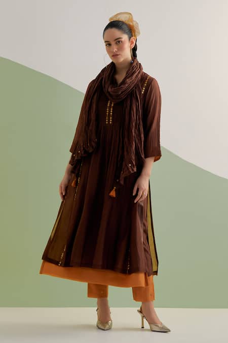 Brahmand By Vertika Kalra Hand Embroidered Chanderi Kurta Set 