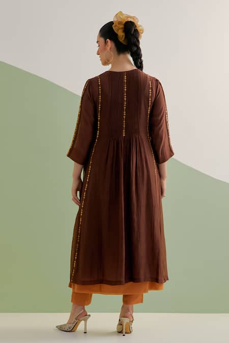 Brahmand By Vertika Kalra Hand Embroidered Chanderi Kurta Set 