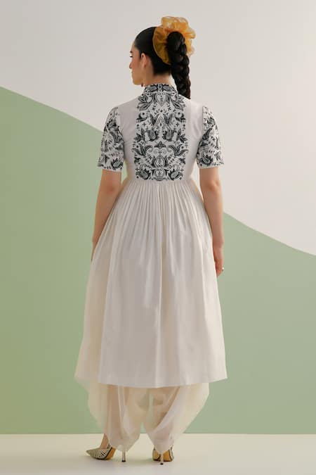 Brahmand By Vertika Kalra Embroidered Yoke Kurta & Dhoti Pant Set 