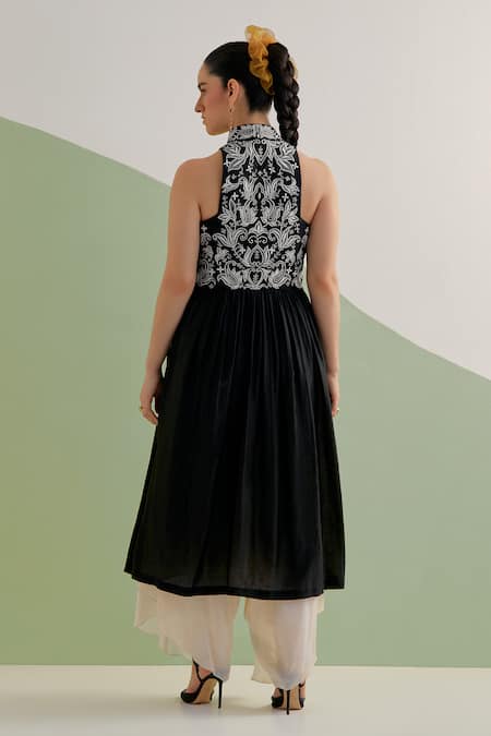 Brahmand By Vertika Kalra Floral Embroidered Chanderi Tunic & Salwar Set 