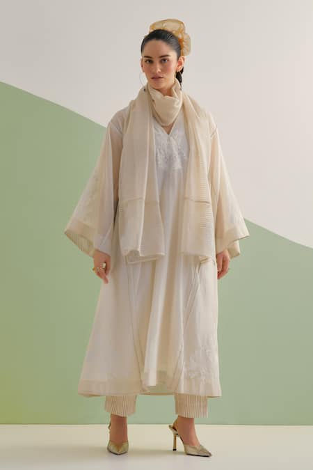 Brahmand By Vertika Kalra Tonal Embroidered Chanderi Kurta Set  