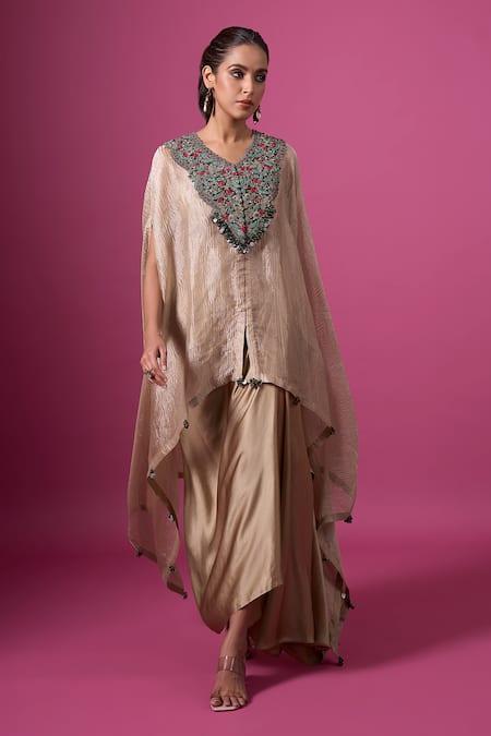 Prisho Thread Embroidered Kaftan Skirt Set 