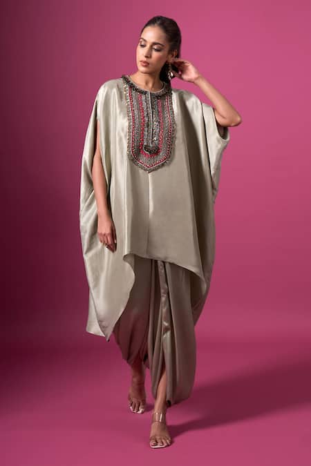 Prisho Placement Embroidered Kaftan & Pant Set 