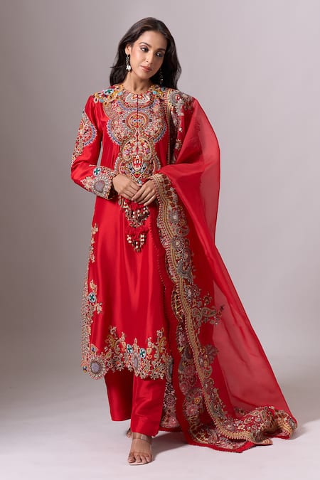 Anamika Khanna Floral Embroidered Kurta Set 
