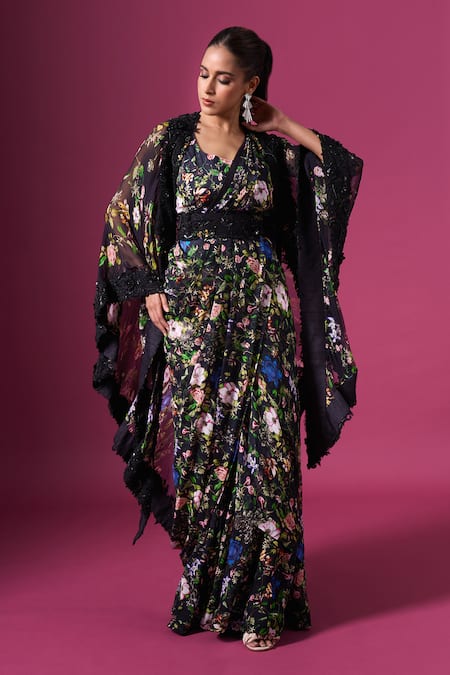 Anamika Khanna Floral Print Jacket Sharara Set 