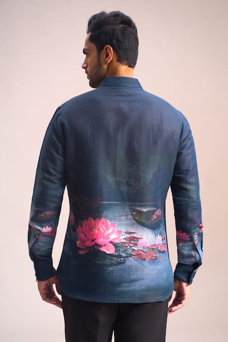 Rohit Bal Lotus Placement Print Shirt 