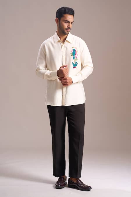 Buy Rohit Bal Off White Embroidery Parrot Placement Shirt Online at Aza Fashions Buy_Rohit Bal_Off White Embroidery Parrot Placement Shirt _Online_at_Aza_Fashions
