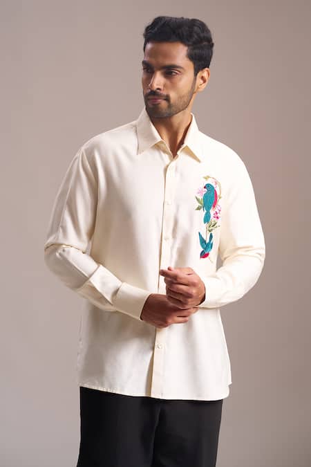 Rohit Bal Parrot Placement Embroidered Shirt 