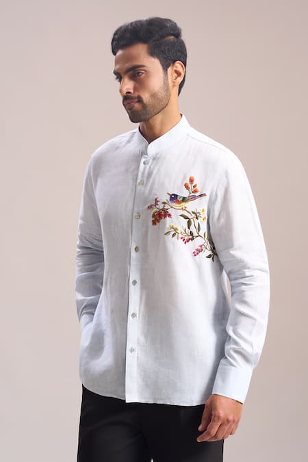 Rohit Bal Bird Placement Embroidered Shirt 