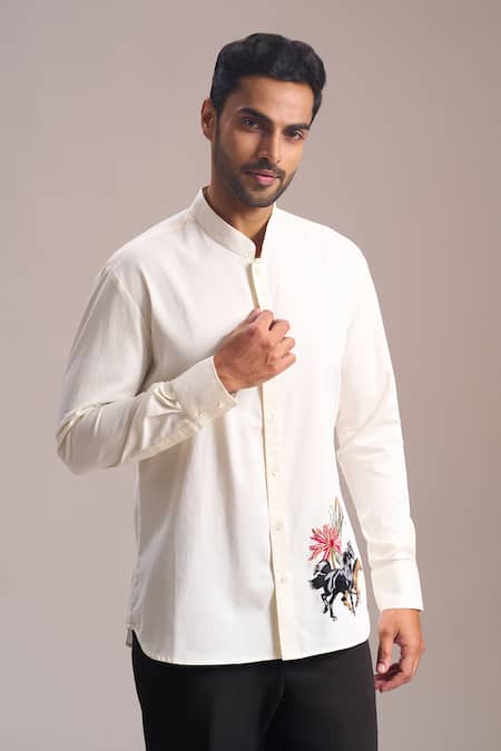 Rohit Bal Horse Placement Embroidered Shirt 