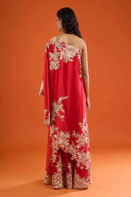 Anamika Khanna Floral Embroidered Cape Sharara Set 