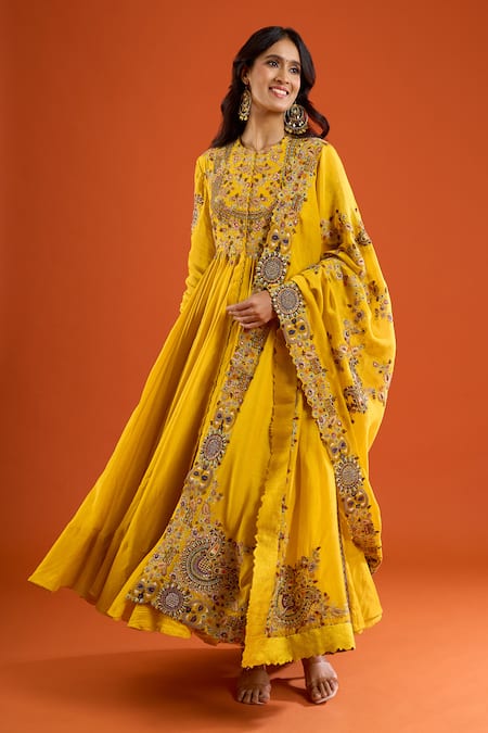 Anamika Khanna Floral Embroidered Anarkali Set 