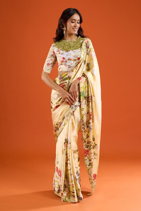 Anamika Khanna Floral Print Saree With Blouse 