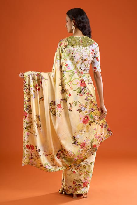 Anamika Khanna Floral Print Saree With Blouse 