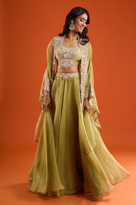 Prisho Placement Embroidered Skirt Blouse Set 