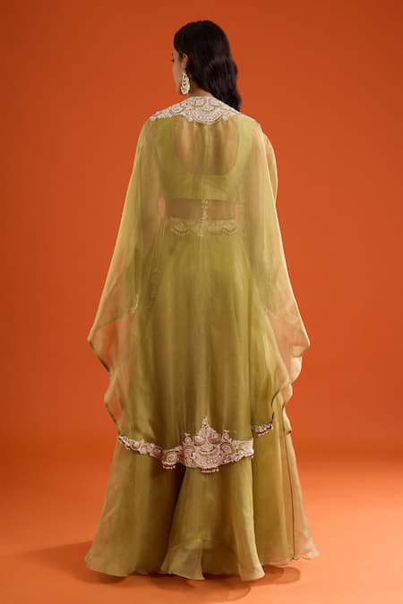 Prisho Placement Embroidered Skirt Blouse Set 