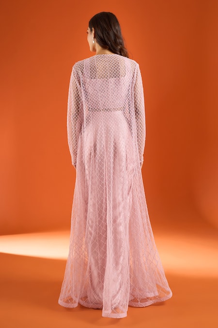 COUTURE BY NIHARIKA Embroidered Jacket Set with Bustier and Draped Skirt 