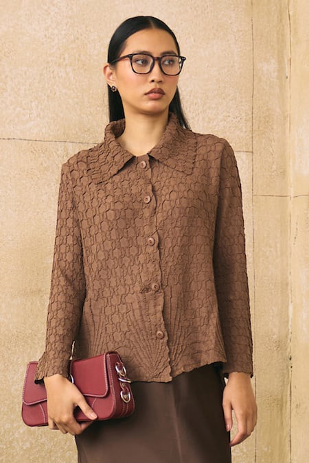 Pleats By Aruni Azua Flower Crushed Textured Shirt 