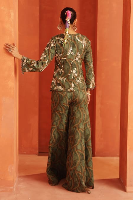 Label Astha Chhabra Embroidered Organza Jacket & Sharara Set 