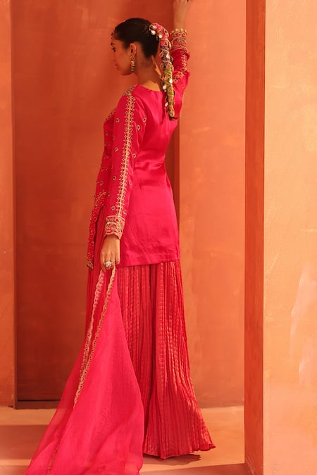 Label Astha Chhabra Embroidered Placket Kurta Sharara Set 