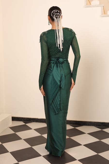 Label Astha Chhabra Placed Embellished Bodysuit & Skirt Set 