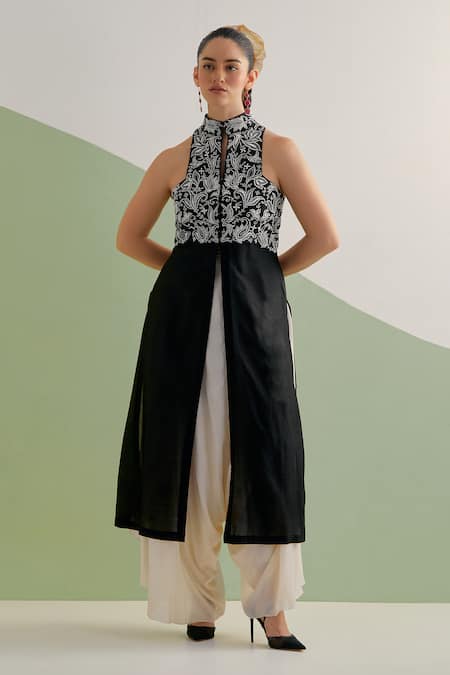 Brahmand By Vertika Kalra Floral Embroidered Chanderi Tunic & Salwar Set 