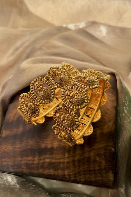 Prestones Goddess Lakshmi Carved Bangle - Set of 2 