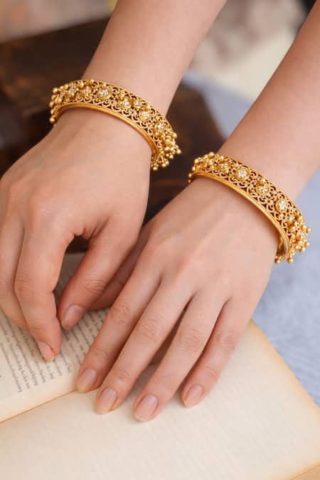 Prestones Floral Carved Bangles - Set of 2 