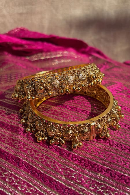 Prestones Floral Carved Bangles - Set of 2 