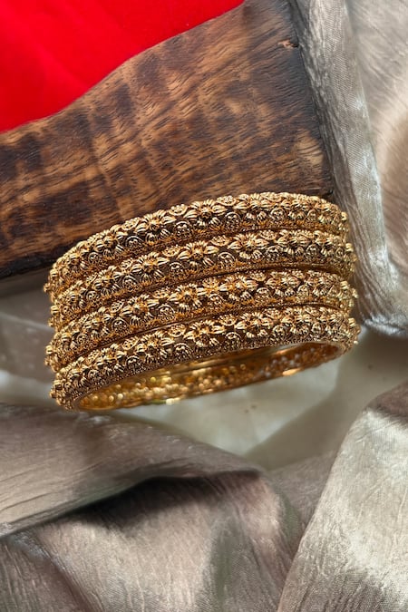 Prestones Bead Embellished Bangles - Set of 4 