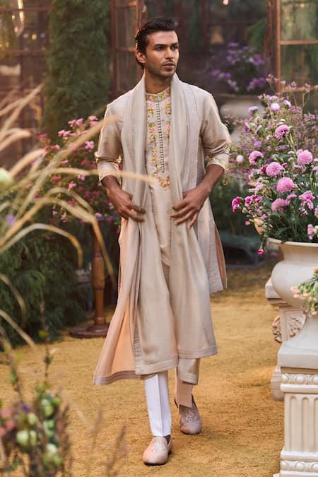 Seema Gujral Embroidered Raw Silk Kurta Set 