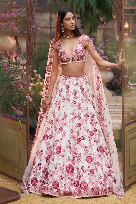 Seema Gujral Floral Embroidered Lehenga Set 