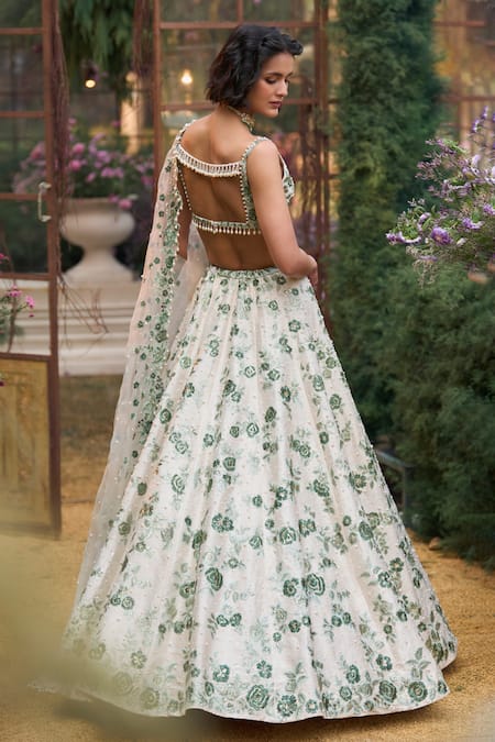 Seema Gujral Flower Cluster Embroidered Lehenga Set 