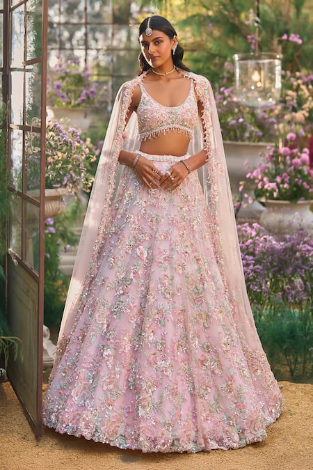 Seema Gujral Tonal Embroidered Lehenga Set 