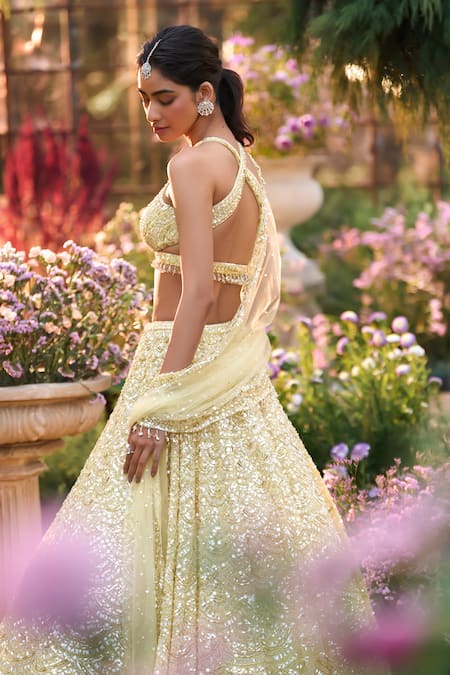 Seema Gujral Scallop Tonal Embroidered Lehenga Set 