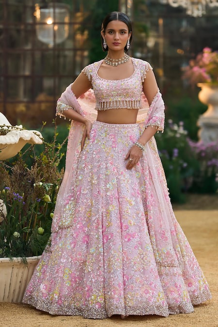Seema Gujral Fower Embellished Lehenga Set 
