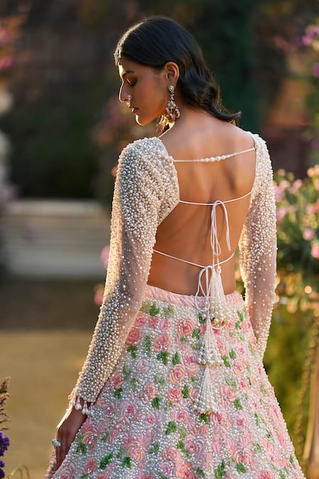 Seema Gujral Flower Cluster Work Lehenga Set 