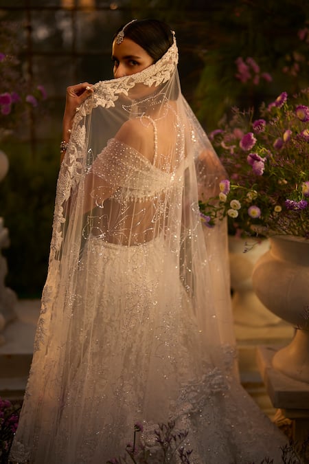 Seema Gujral Tonal Embroidered Bridal Lehenga Set 