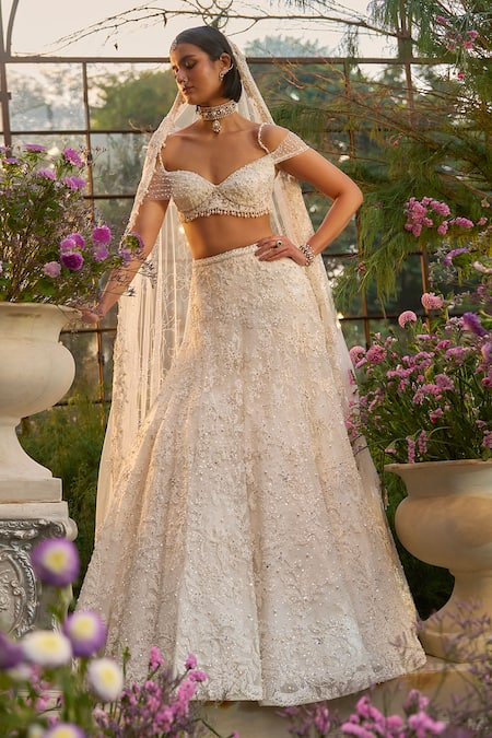 Seema Gujral Tonal Embroidered Bridal Lehenga Set 