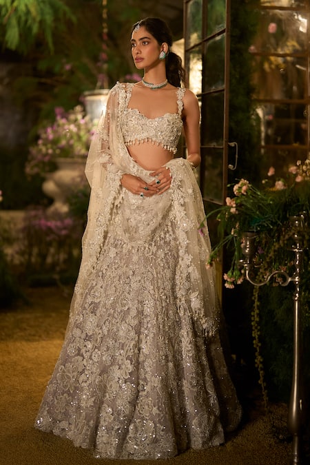 Seema Gujral Floral Cluster Work Lehenga Set 