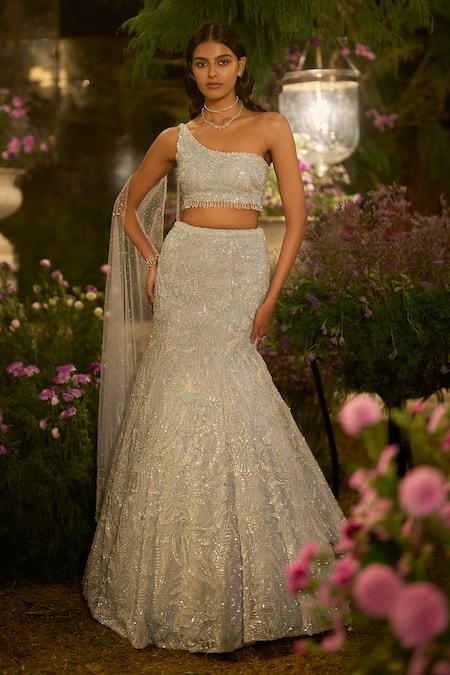 Seema Gujral Tonal Embellished Blouse & Lehenga Set 